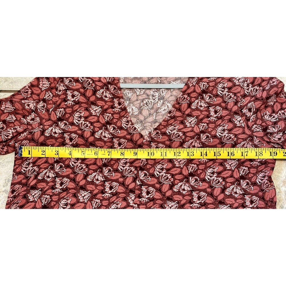 NWT TREASURE & BOND Women Size S Long Sleeve Red Rust Floral Blouse Career Boho - Picture 7 of 9
